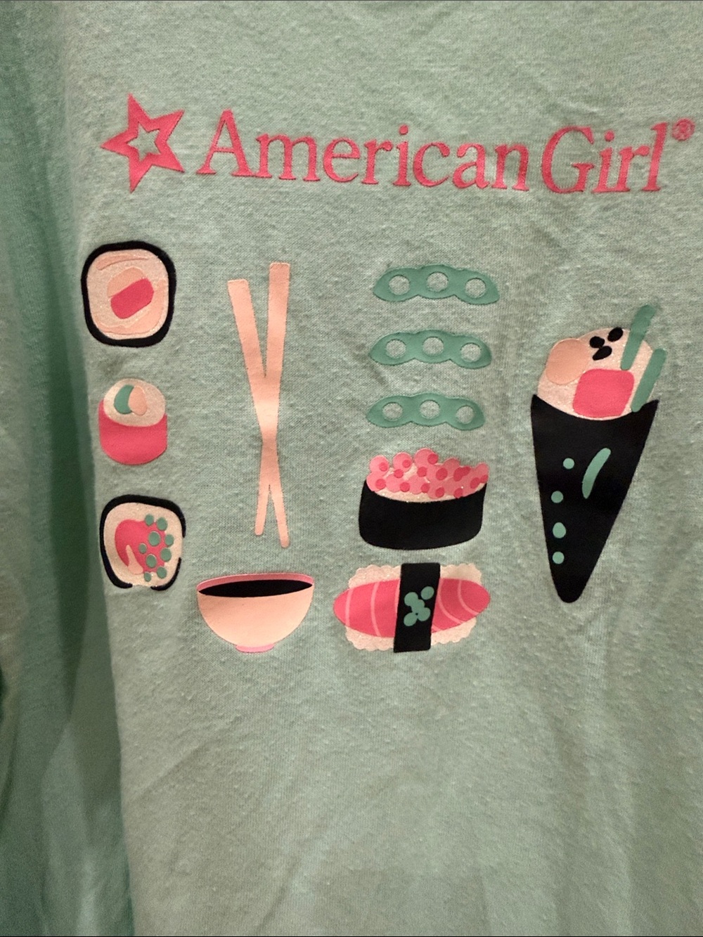 American Girl Mint Green Long-Sleeve Sushi Pajama Top with Ruffle Hem